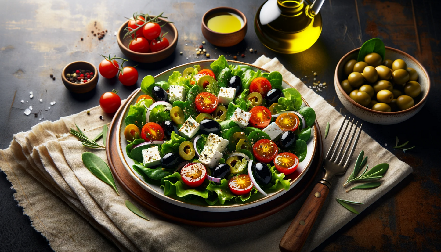 Bucătăria Olivarico - Salată Mediteraneană cu Ulei de Măsline OlivaRico