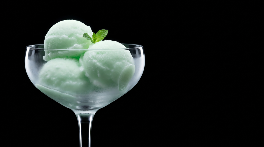 Sorbet de mentă și lime servit în cupe